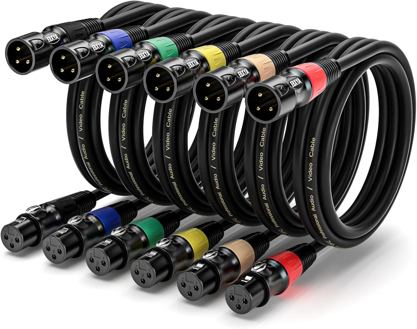 Premium 10 ft XLR Cable 6-Pack for Microphones and Speakers