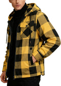 Men's Flannel Zipper Hoodie Sherpa Lined Plaid Jacket - Warm Insulated