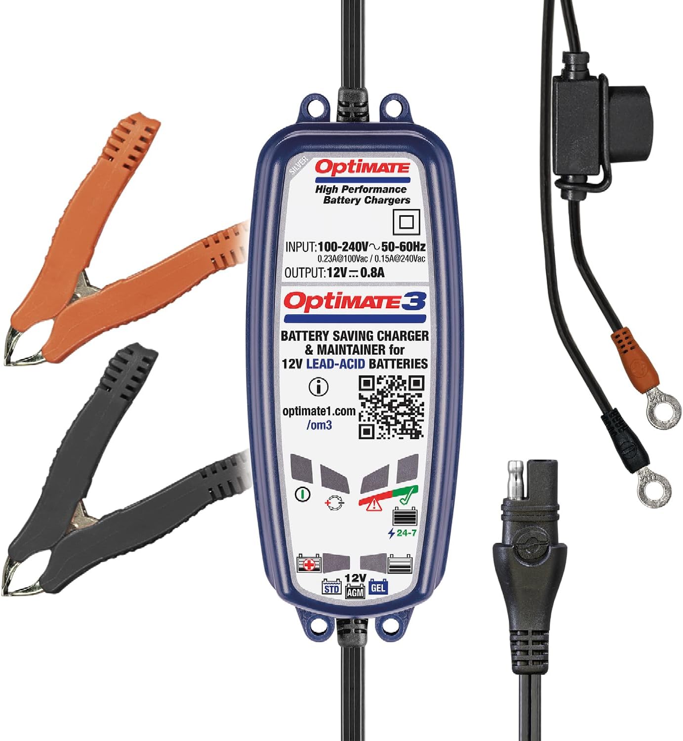 OptiMate3 Smart Battery Charger for 12V Lead-acid Batteries