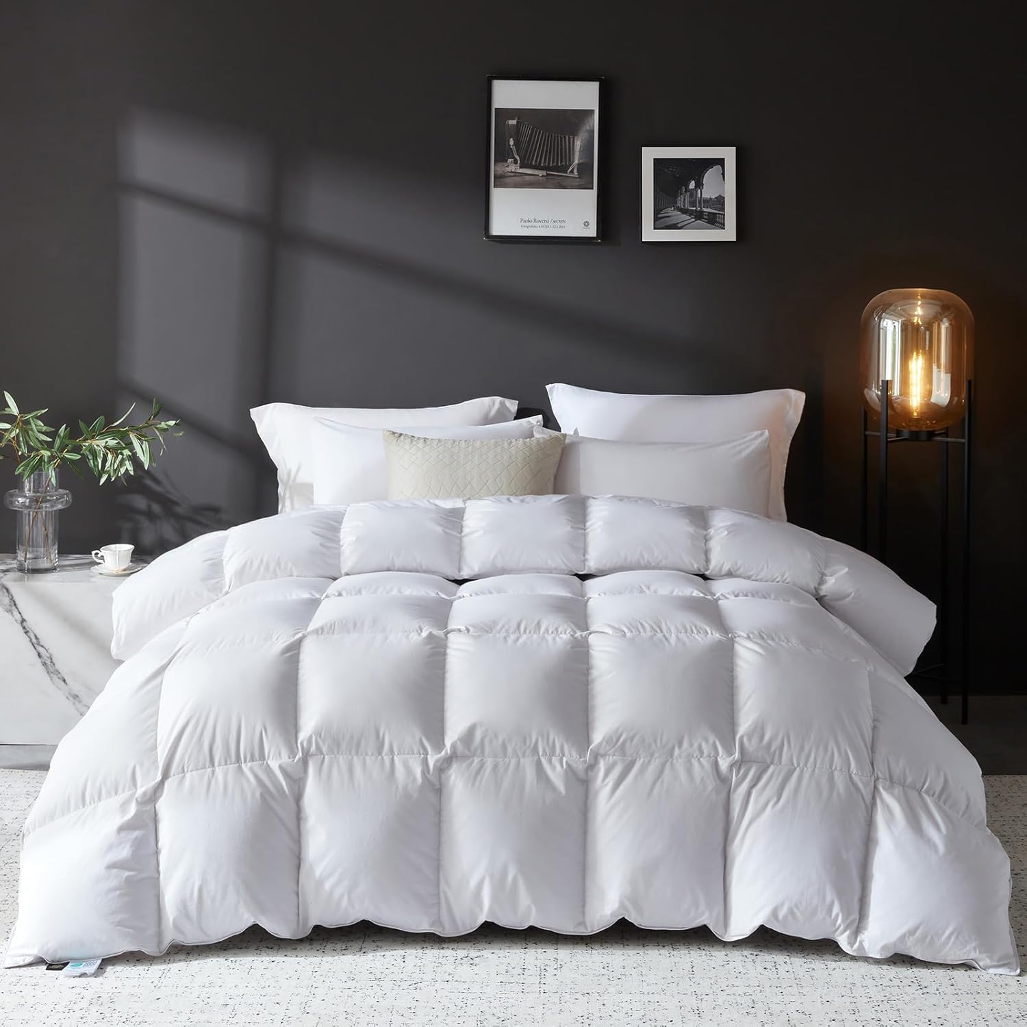 L LOVSOUL Goose Feather Down Comforter King Size for All Seasons