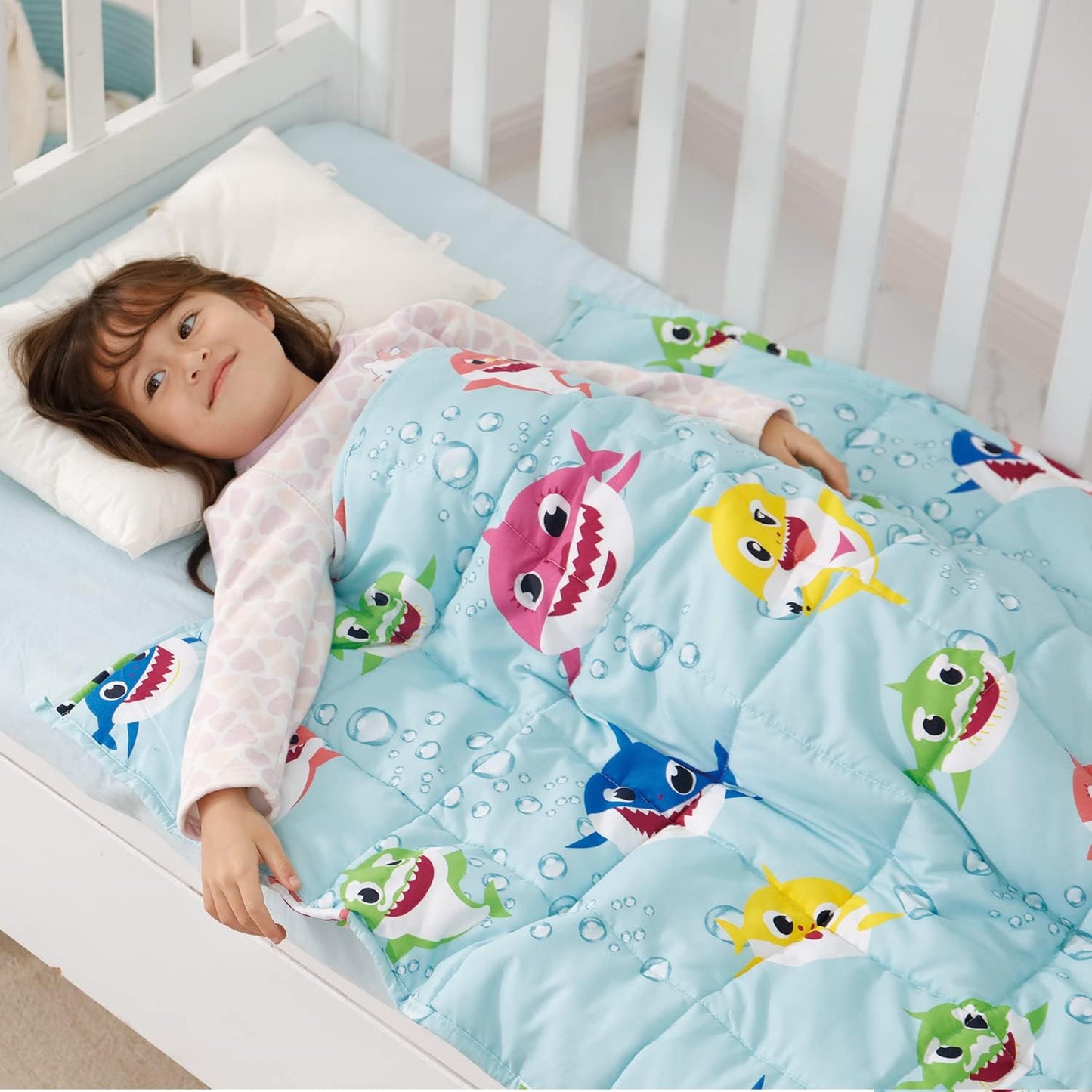 Kivik Weighted Blanket 5lbs Green Shark Cute All-Season Throw