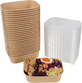 17 oz Kraft Paper Bowls with Lids 50 Pack - Sturdy Meal Prep Bowls