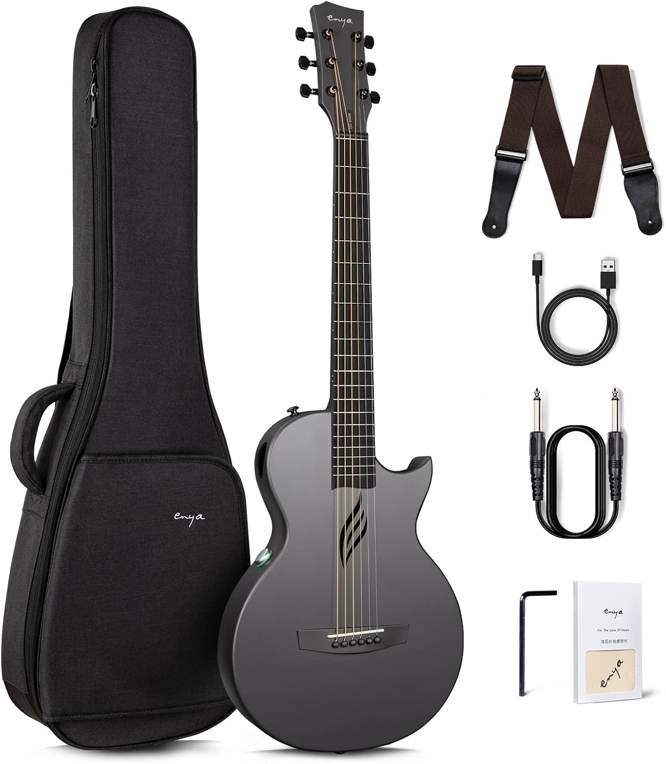 Enya NOVA Go SP1 Carbon Fiber Acoustic Electric Guitar - Travel Bundle
