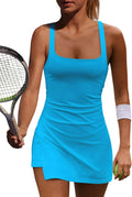 Women's Tennis Dress with Built In Shorts - Breathable Athletic Skort