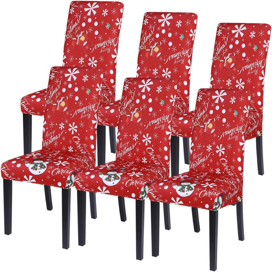 SearchI Christmas Chair Covers Set of 6 for Holiday Decor