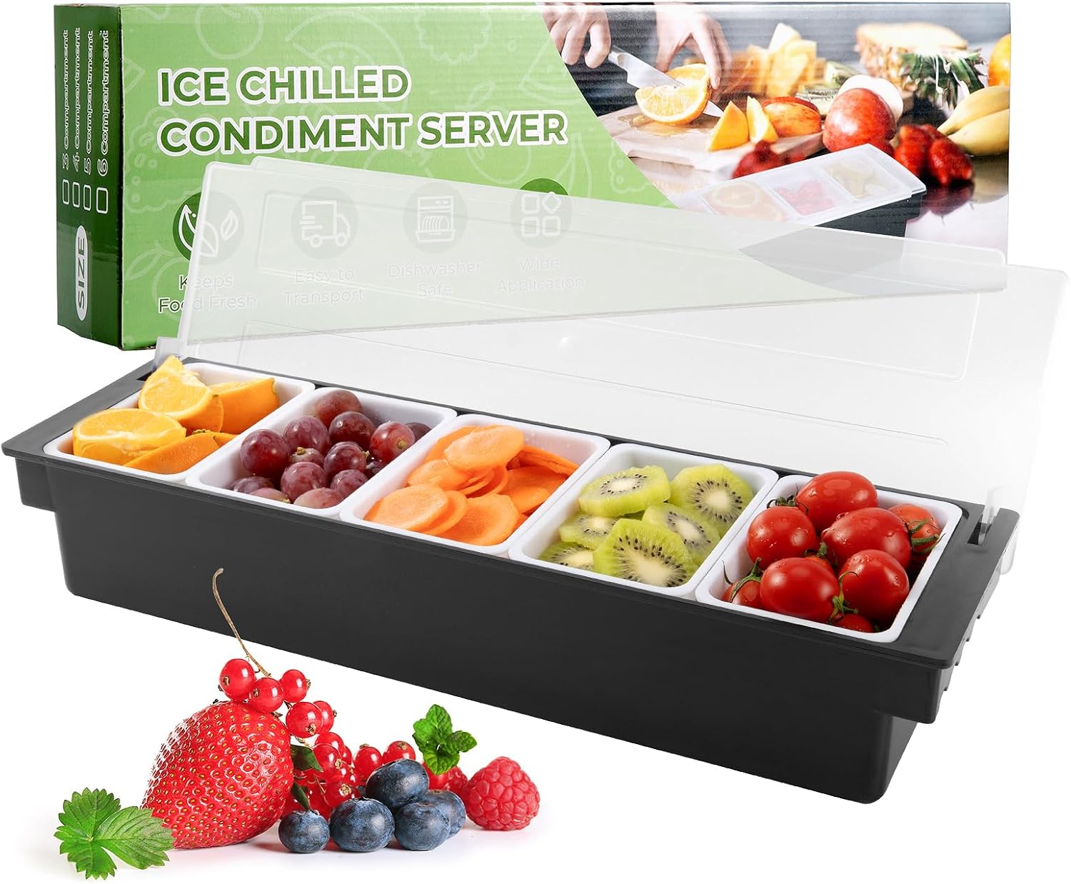 WICHEMI Fruit, Veggie & Condiment Caddy for Easy Serving