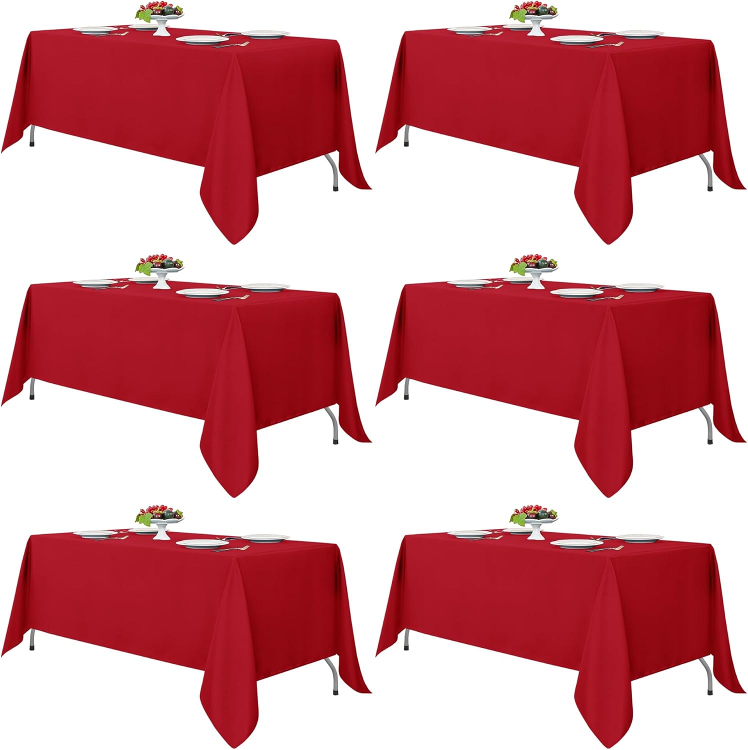Fitable Red Tablecloths for Rectangle Tables - 6 Pack 70 x 120