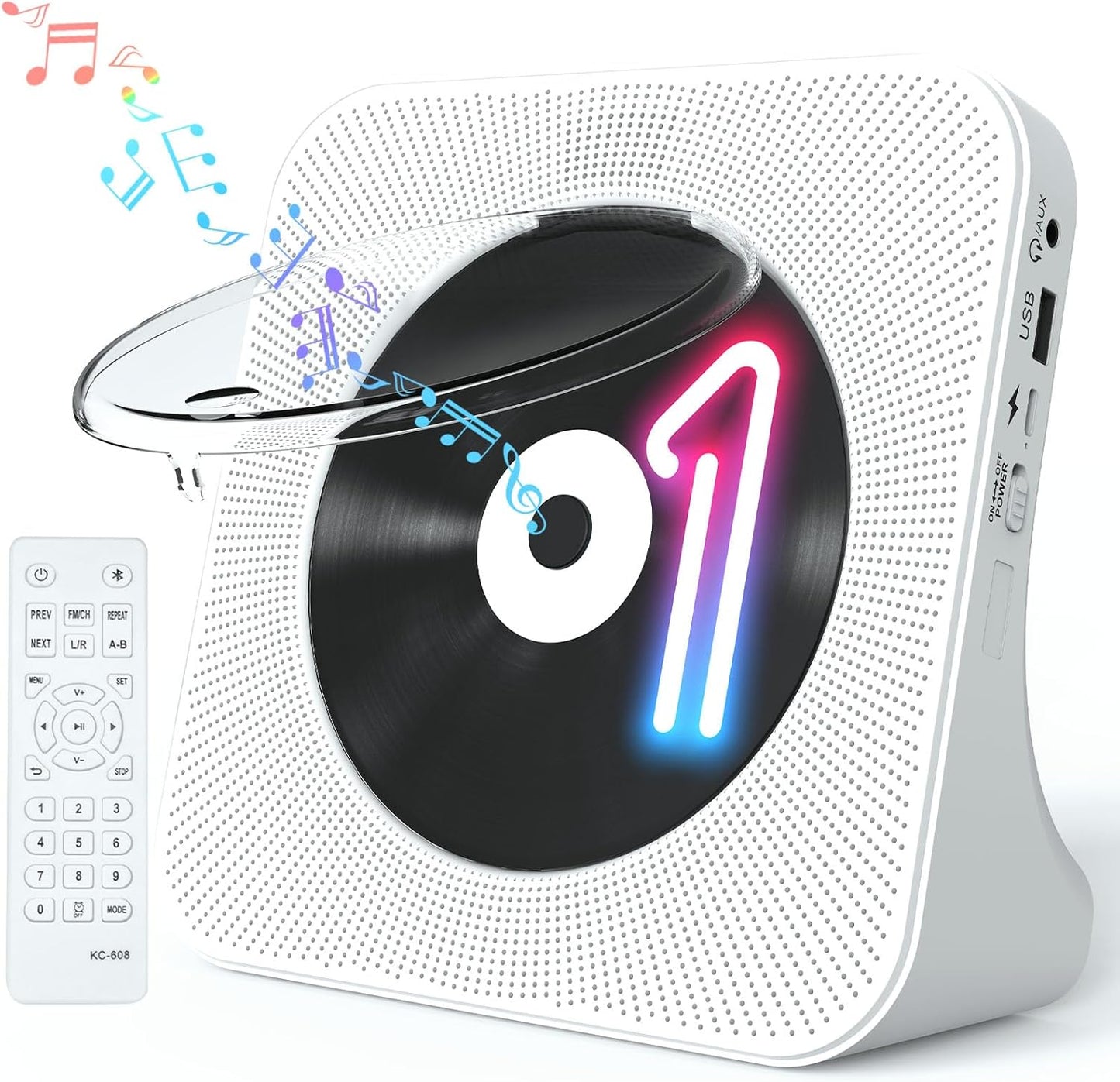 Portable Bluetooth CD Player with HiFi Speakers and FM Radio