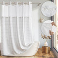River Dream White Farmhouse Shower Curtain with Snap-in Liner