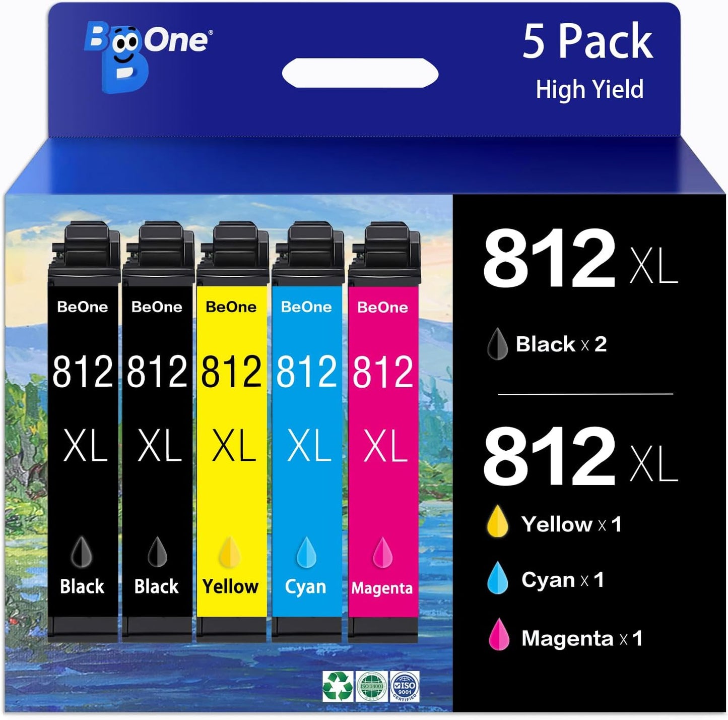 BeOne 812XL Ink Cartridges Combo Pack for Epson Printers