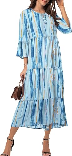 VIISHOW Womens 3/4 Sleeve Casual Bohemian Midi Dress Review