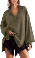 Sweatshirt for Women Henley Pullover Tunic Tops S-2XL - Cozy Everyday