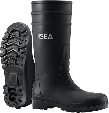 HISEA Men's Steel Toe Rain Boots - Durable Waterproof Work Boots
