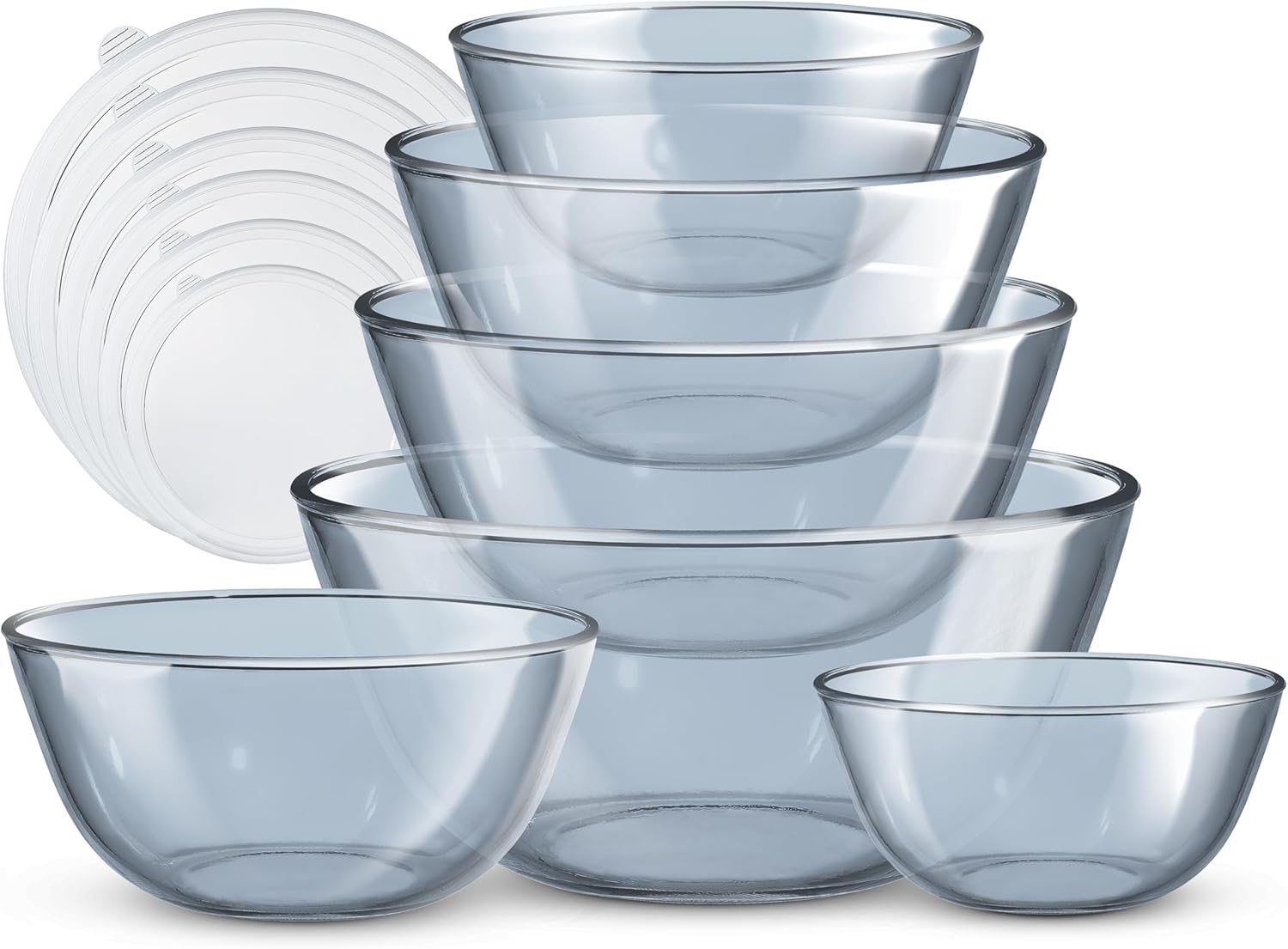 COOK WITH COLOR 12 Pc Glass Mixing Bowl Set for Kitchen Use