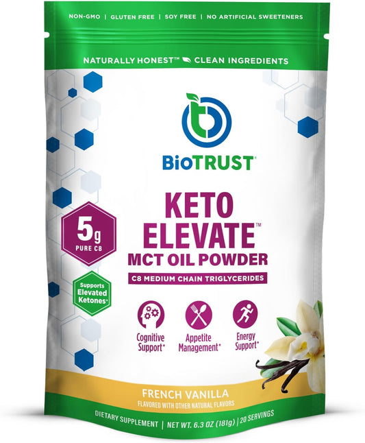 BioTrust Keto Elevate C8 MCT Oil Powder for Clean Energy