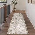 2x8 Washable Runner Rug Brown Grey Abstract - Neutral Modern Runner