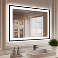 ISKM Framed LED Mirror for Bathroom 44in x 30in - Dimmable, Anti-Fog