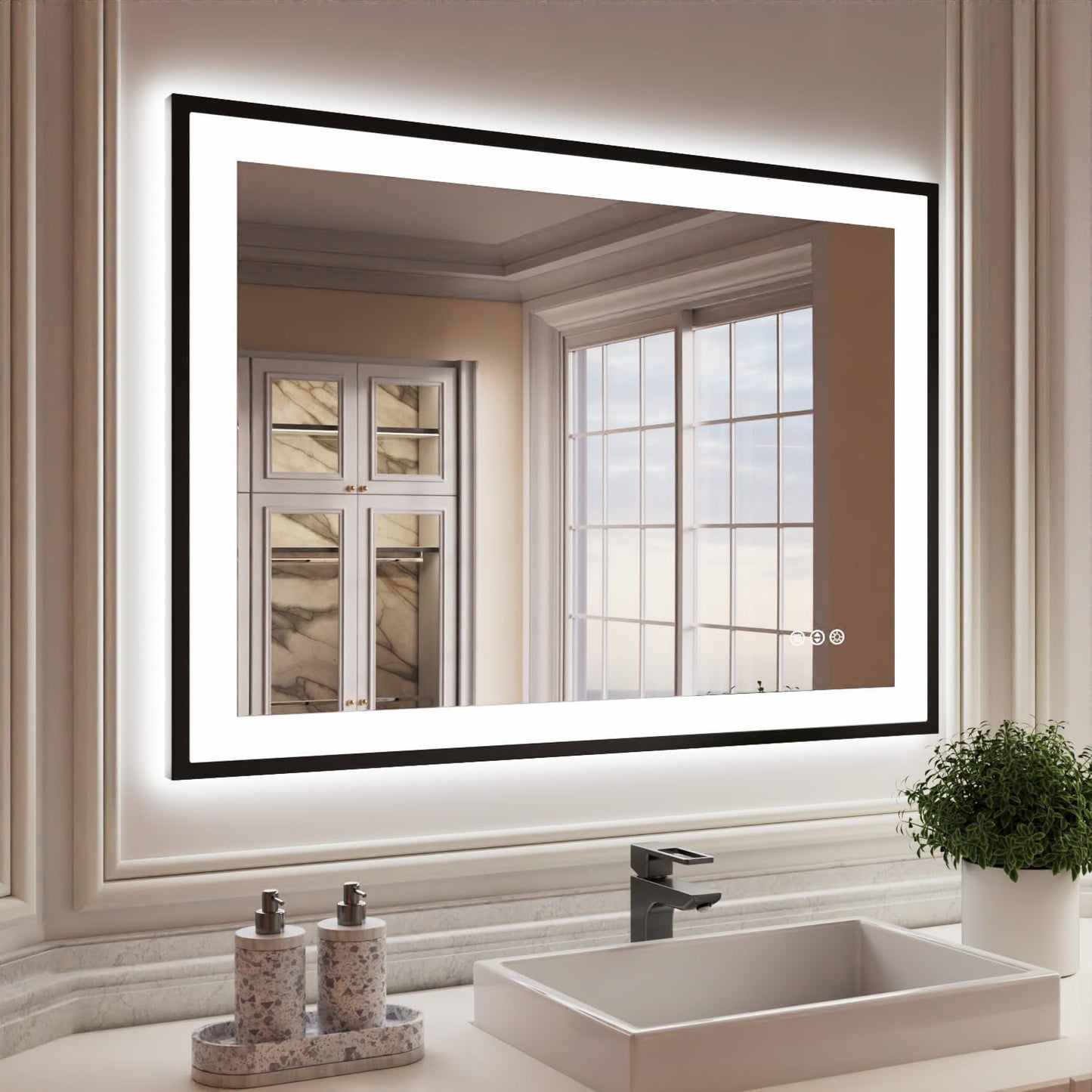 ISKMs Dimmable LED Bathroom Mirror with Anti-Fog Functionality