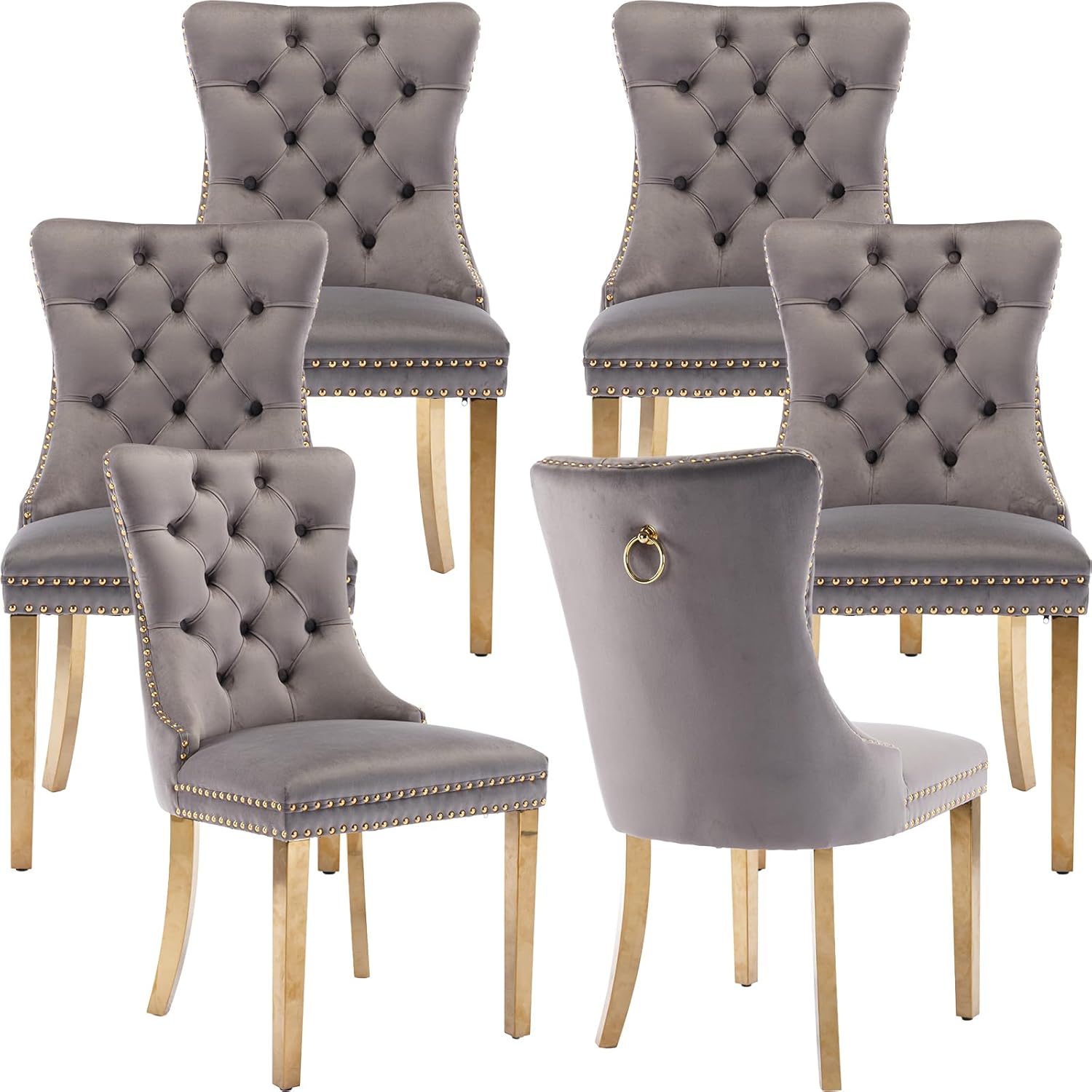 Velvet Dining Chairs Set of 6 for Stylish Kitchen Decor