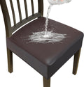 Dining Chair Covers Set of 6 Coffee PU Leather Seat Slipcovers