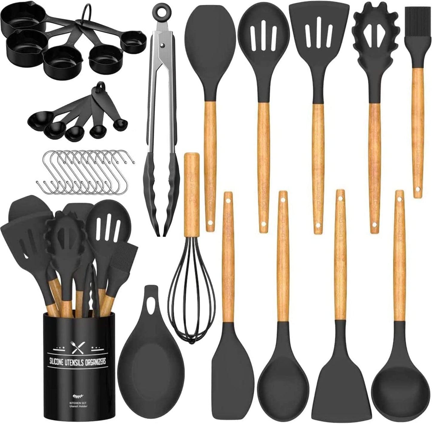 Umite Chef Kitchen Utensils Set: 33 pcs Non-Stick Silicone Tools