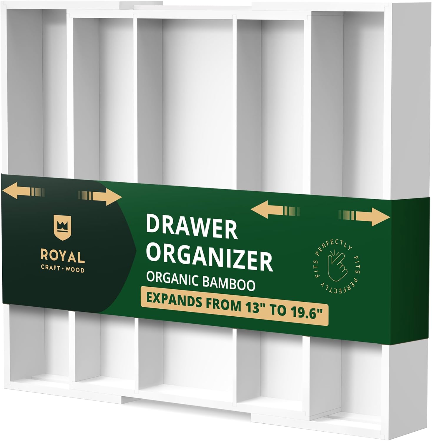 Luxury Bamboo Kitchen Drawer Organizer for Utensils and Cutlery