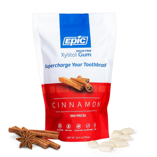 Epic 100% Xylitol Cinnamon Chewing Gum for Fresh Breath