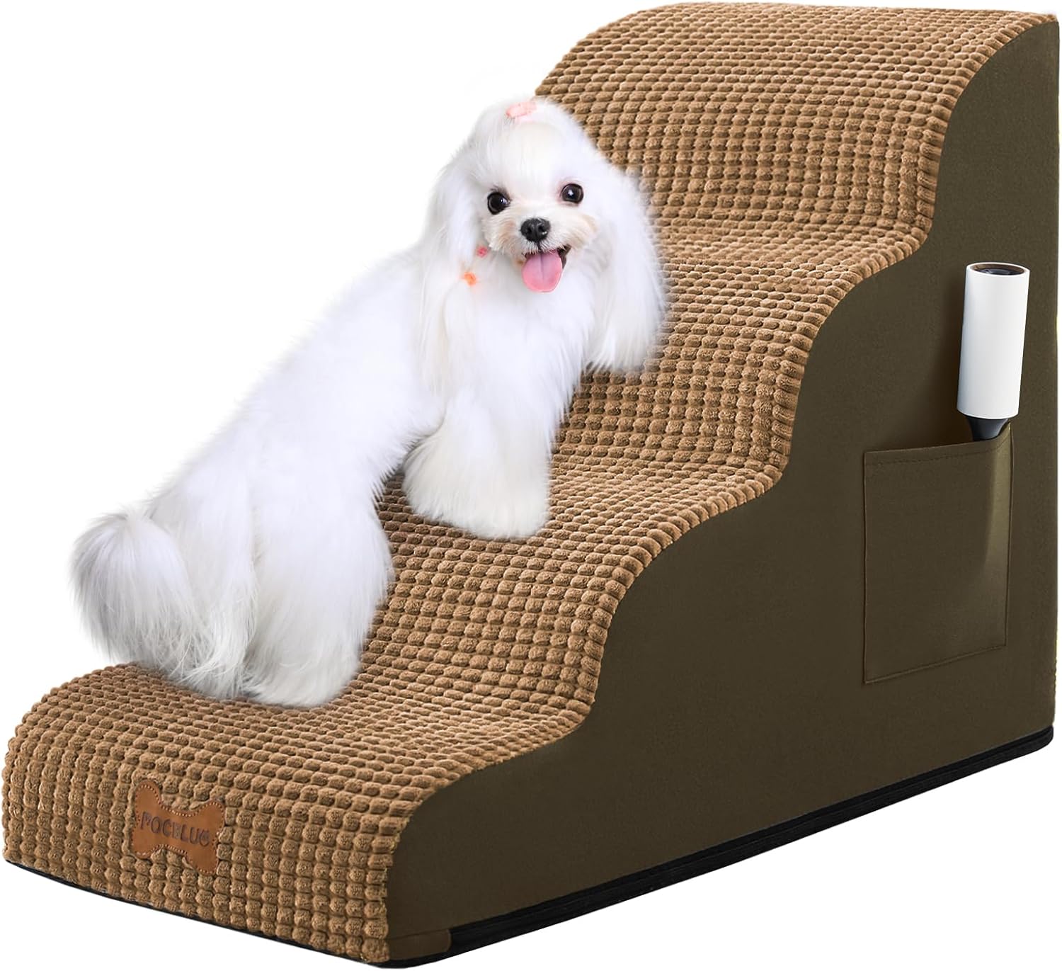 Dog Stairs for Small Dogs, 4-Step High Density Foam Ramp