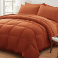 Anluoer Queen Comforter Set 7 Piece - All Season Burnt Orange Bedding