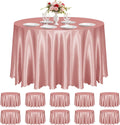 KKJIAF 10 Pack Rose Gold Satin Round Tablecloth for Events