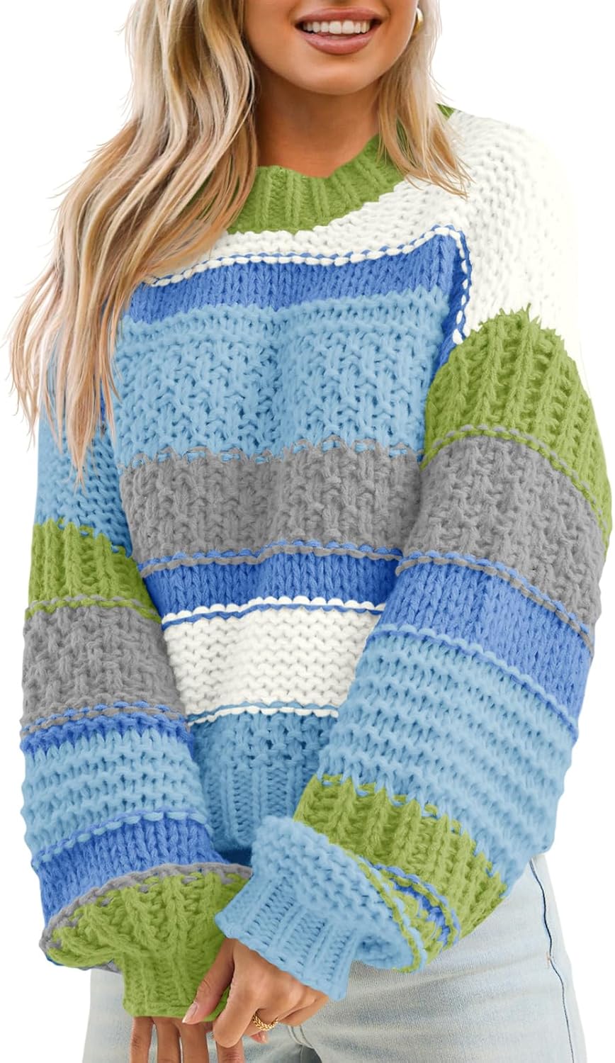 Saodimallsu Womens Color Block Sweater for Fall Fashion