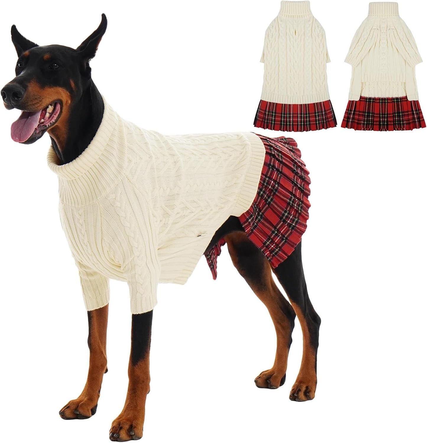 IECOii XXXL Dog Sweater Dress for Large Girl Dogs - Cozy Knitwear
