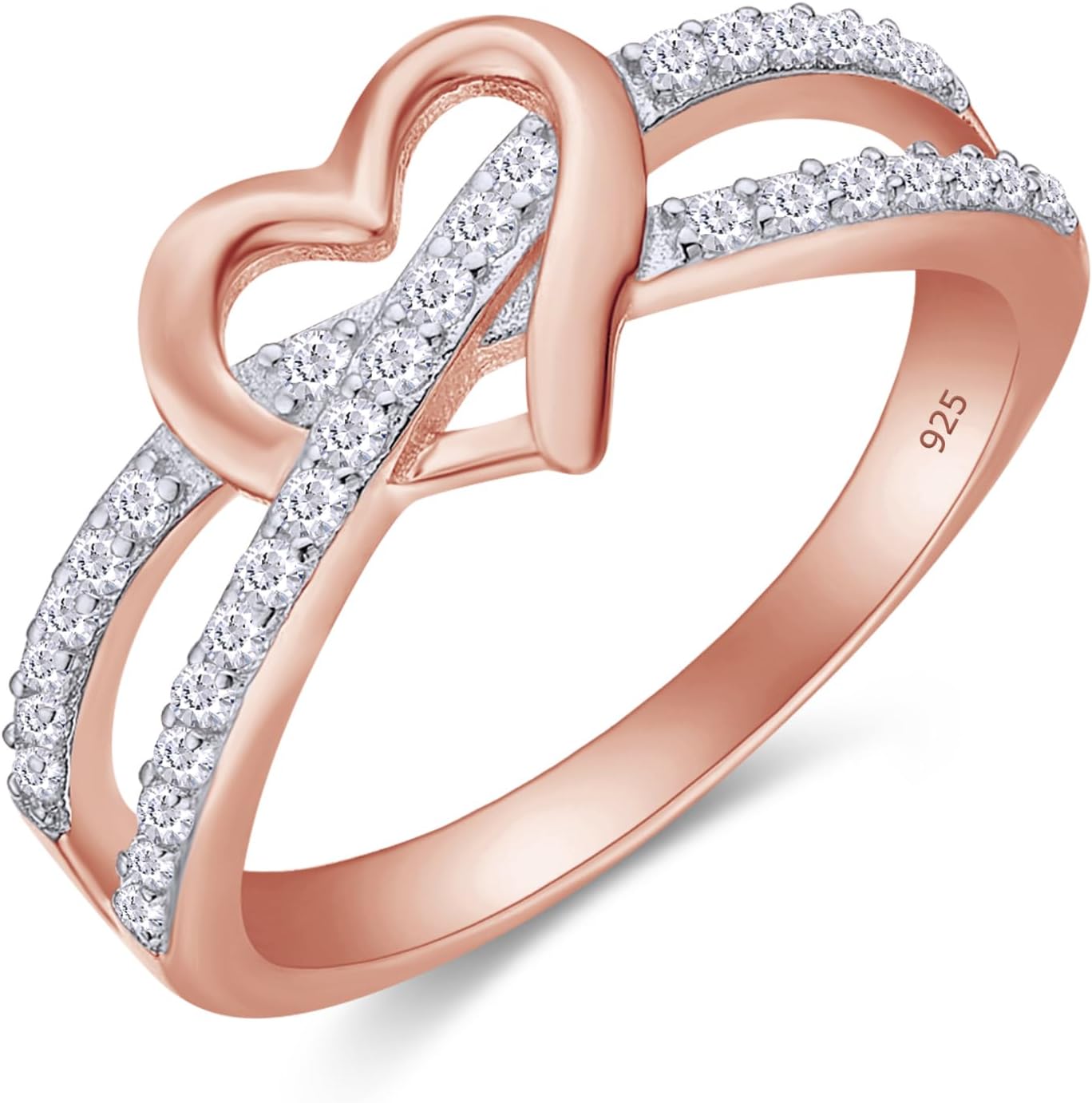 Infinity Heart Promise Ring with Natural Diamond and Moissanite