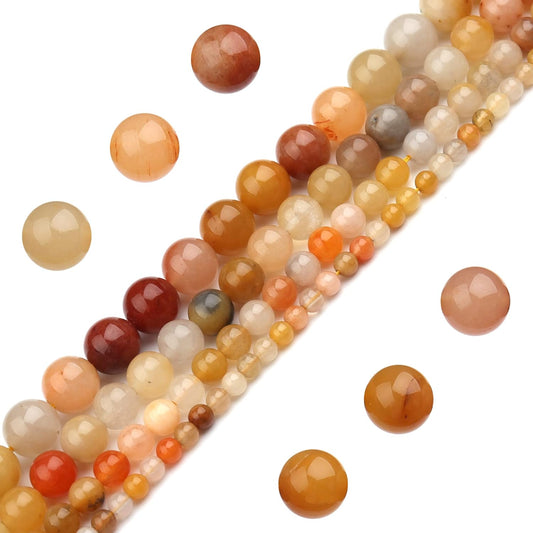 Golden Jade 4mm Stone Beads - Smooth & Polished