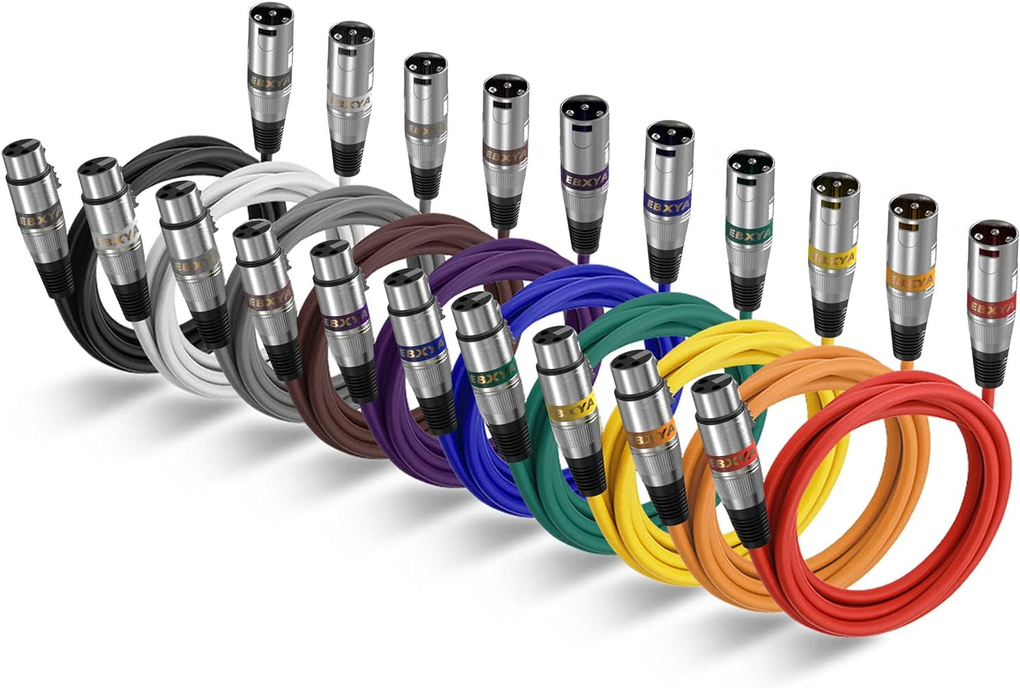 EBXYA XLR Cable 3ft 10 Color Packs for Microphone Use