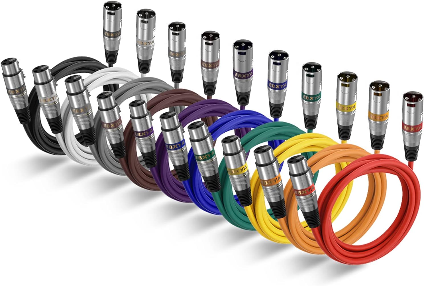 EBXYA XLR Cable 3ft 10 Color Packs for Microphone Use