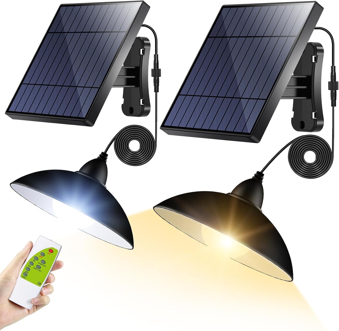 Intelamp Solar Pendant Lights for Indoor Outdoor Use - 2 Packs