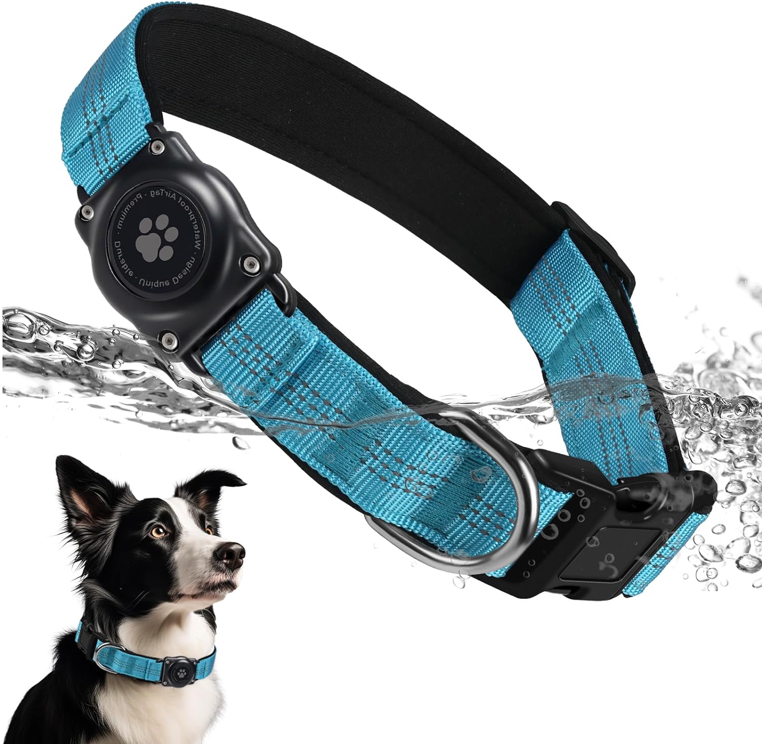 Waterproof Reflective Dog Collar for Safety & Style - Small Blue