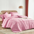 Full Size Comforter Set 7 Piece Bed in a Bag - Soft Pink Grid Pinch