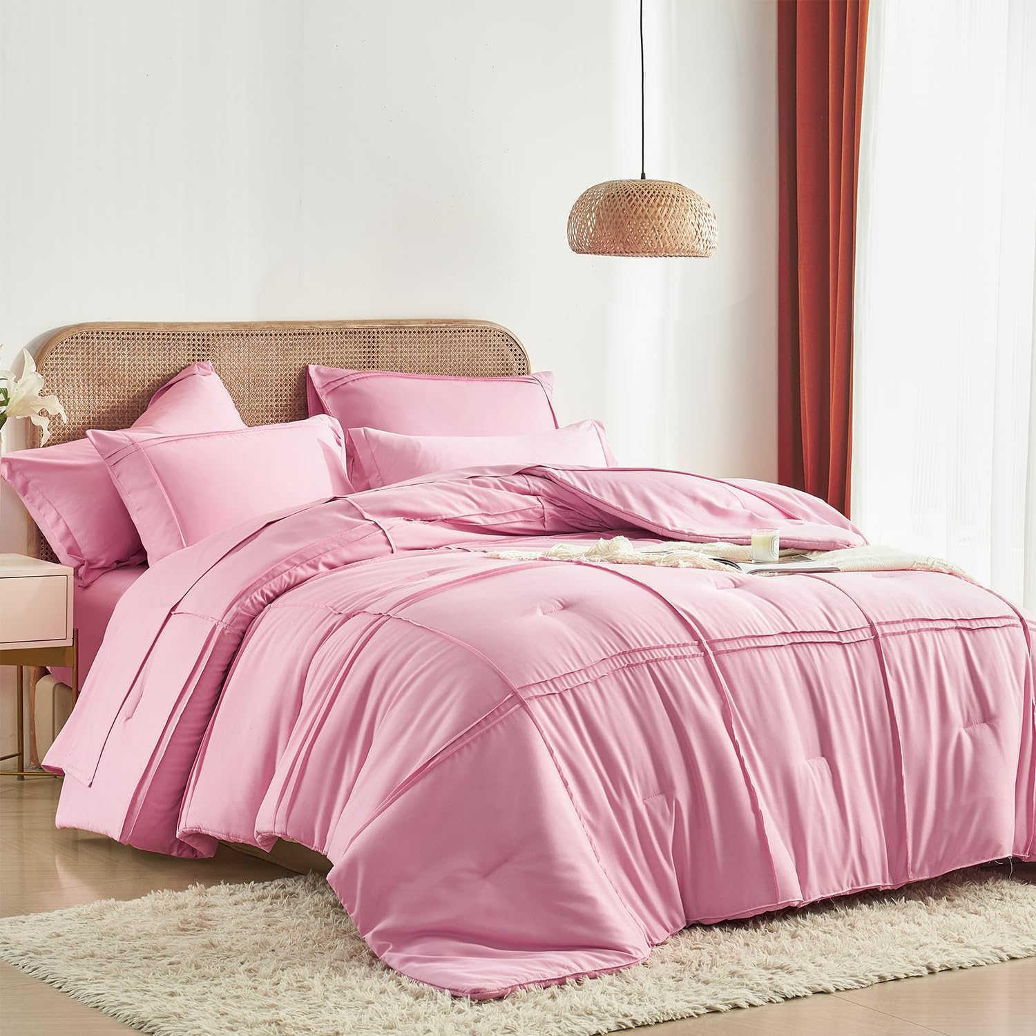 Yogeneg Full Size Comforter Set 7 Piece Bed in a Bag for Comfort