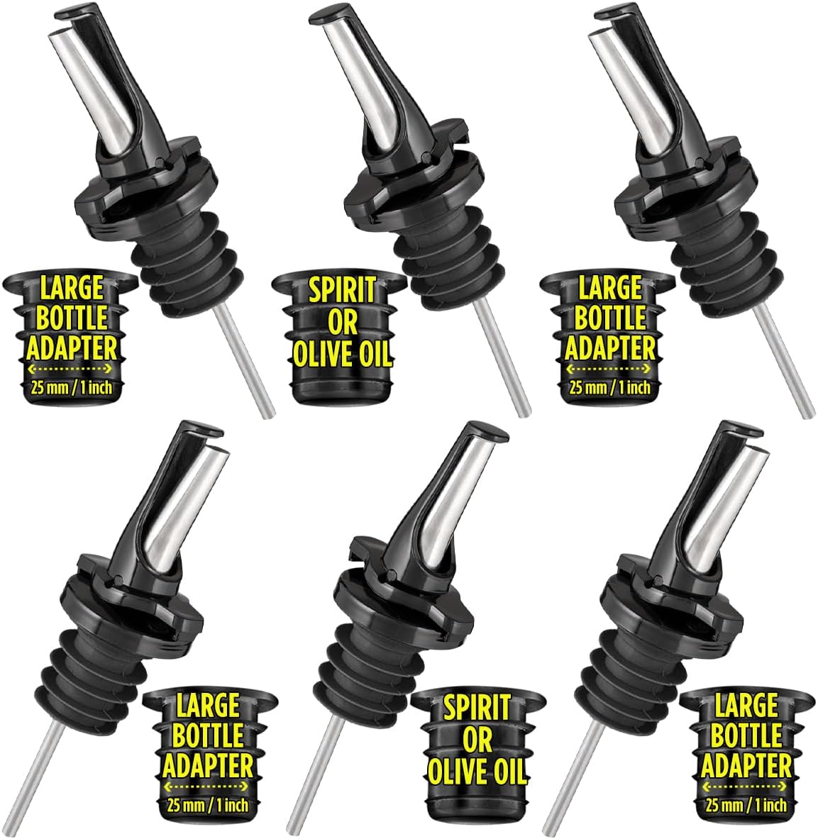 3-in-1 Liquor Pour Spout with Fruit Fly Protection - 6 Pack