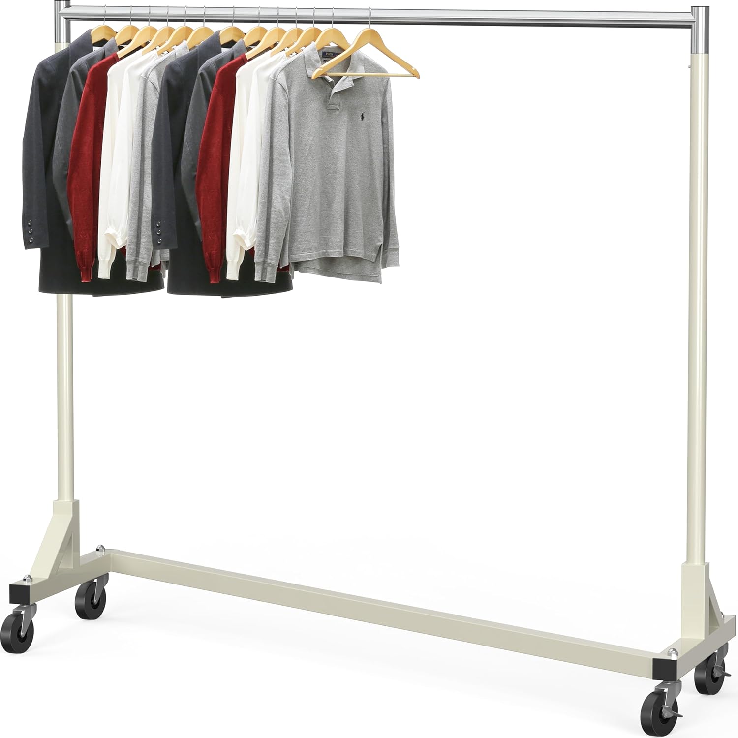 Industrial Grade Garment Rack with 62 Inch Long Bar for Storage