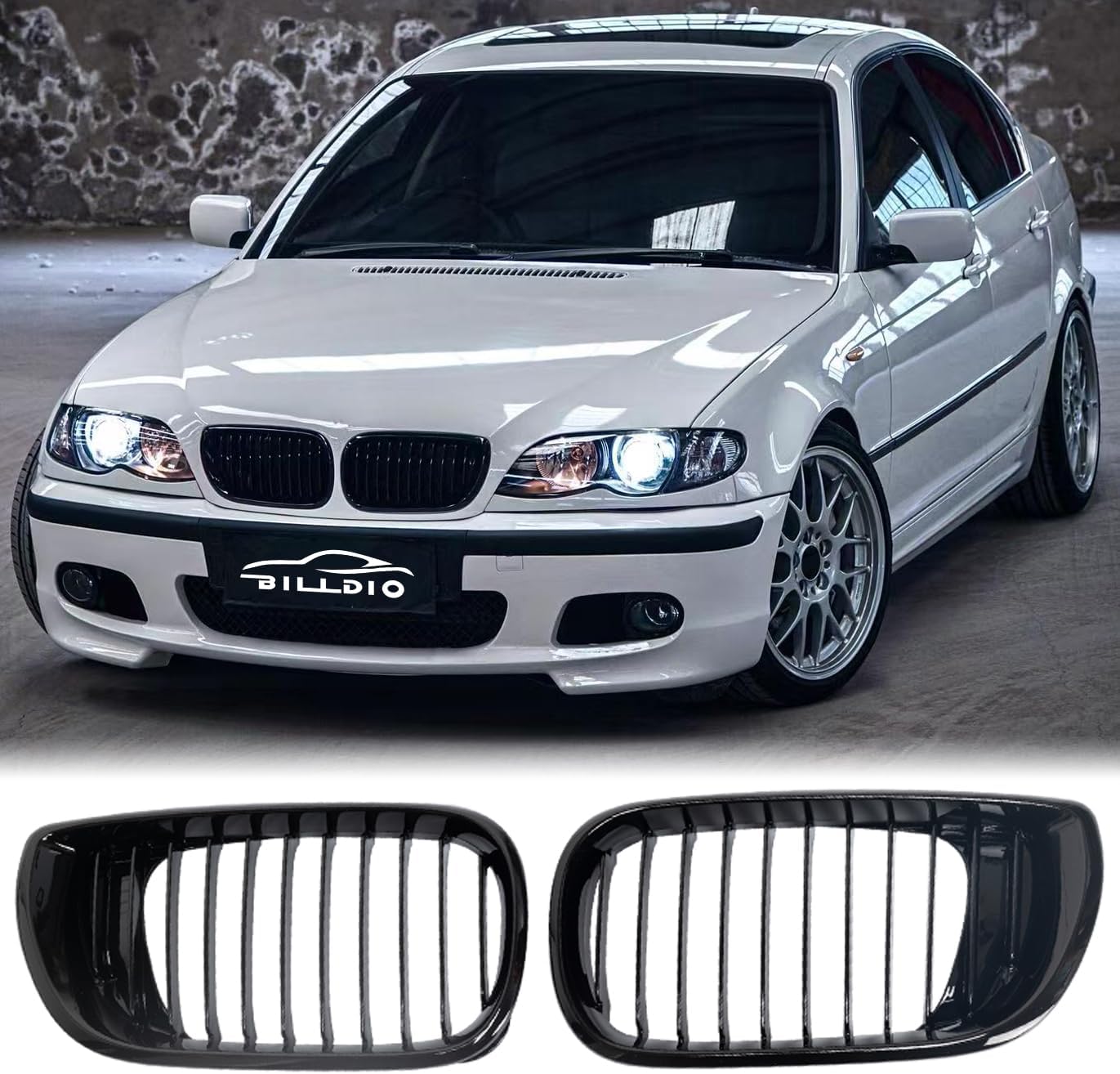 E46 Grille - Black Kidney Single Slats for BMW 3 Series E46