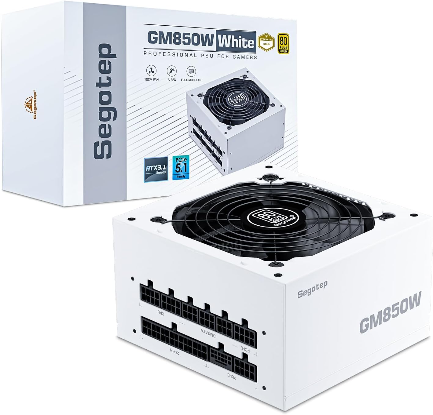 Segotep GM850 White Power Supply 850W for High-Performance PCs