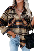 Womens Polyester V Neck Button Down Oversized Blouse - Pocketed