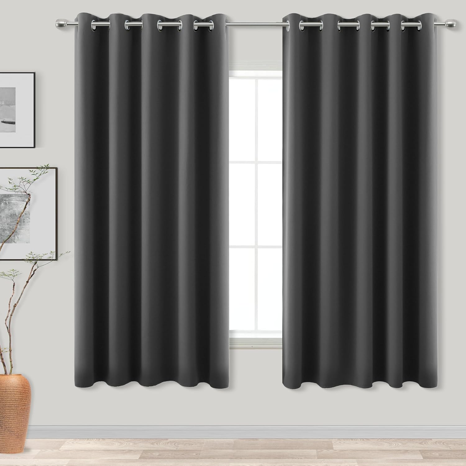 KOUFALL Blackout Curtains for Living Room 63 Inch Length Set