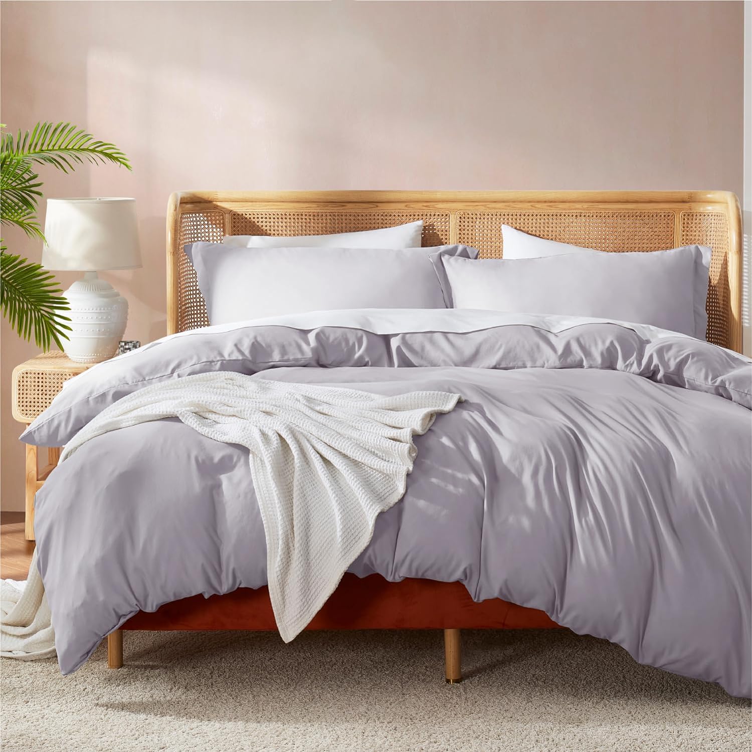 Nestl Grey Lavender King Duvet Cover Set - Soft & Stylish
