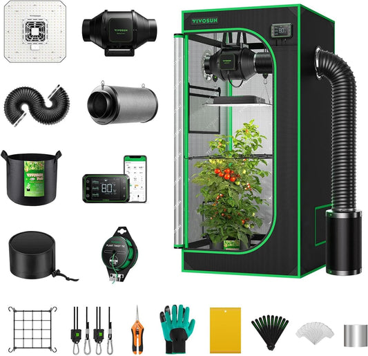 VIVOSUN Smart 2x2 Grow Tent Kit - WiFi Integrated, Automated Ventilation, Full Spectrum LED