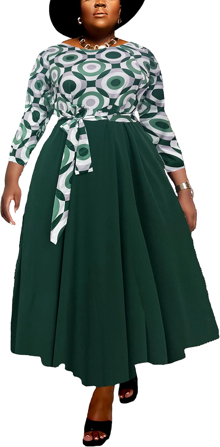 Women Plus Size Formal A Line Maxi Dress with Pockets