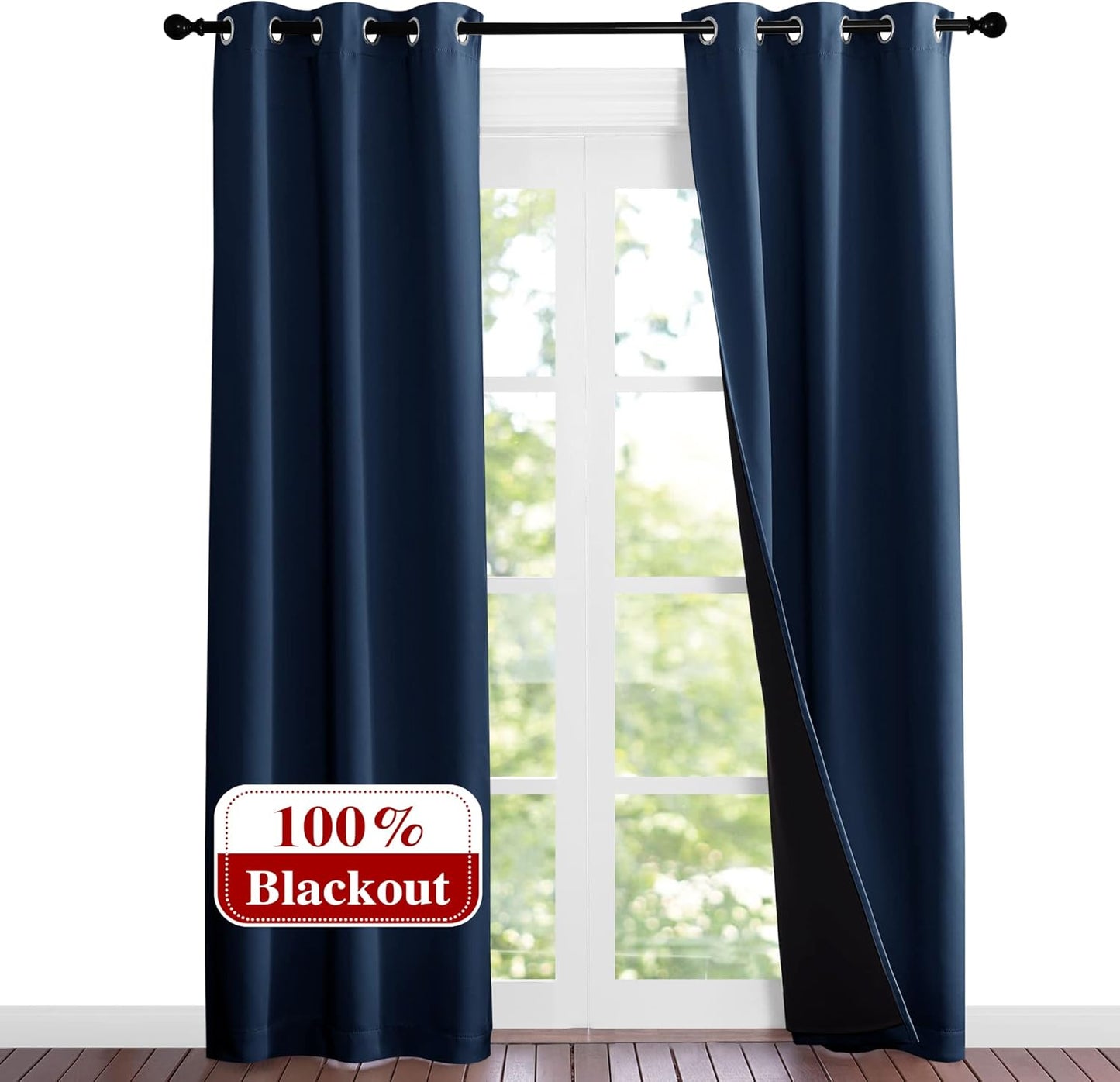 NICETOWN 100% Blackout Curtain Set for Complete Light Control